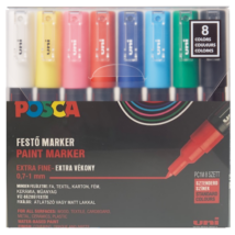  UNI  POSCA PC-1M  8 db-os készlet (fekete, zöld, világoskék, kék, piros, rózsaszín, sárga, fehér)