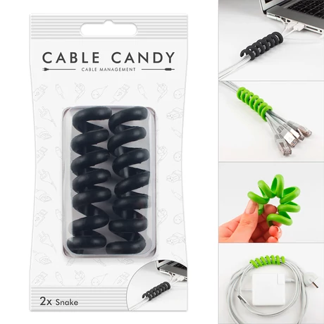 CABLE CANDY SPRIÁLOS KÁBELTARTÓ FEKETE (X2)