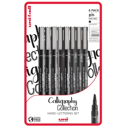 UNI PIN 8 darabos rajzmarker készlet "Calligraphy"