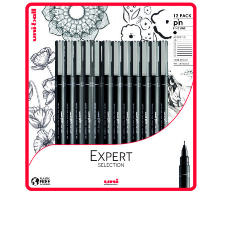 UNI PIN 12 darabos rajzmarker készlet "Expert Selection"